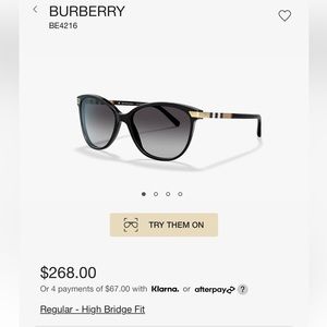 Burberry sunglasses used like new condition black/ gold